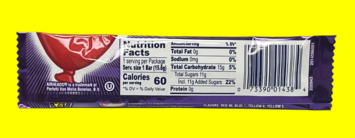 AirHeads Taffy Full Size Candy Bar Bulk - (Individually Wrapped) 8 ounces