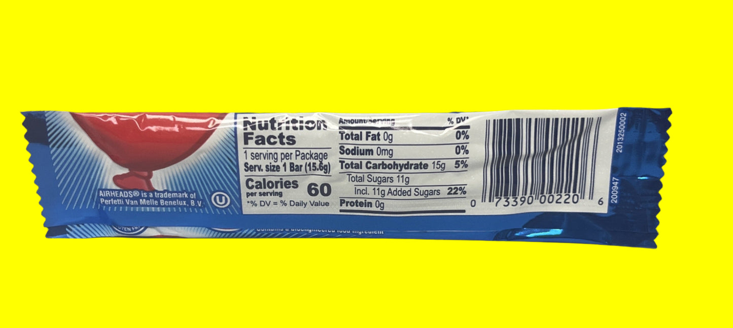 AirHeads Taffy Full Size Candy Bar Bulk - (Individually Wrapped) 8 ounces