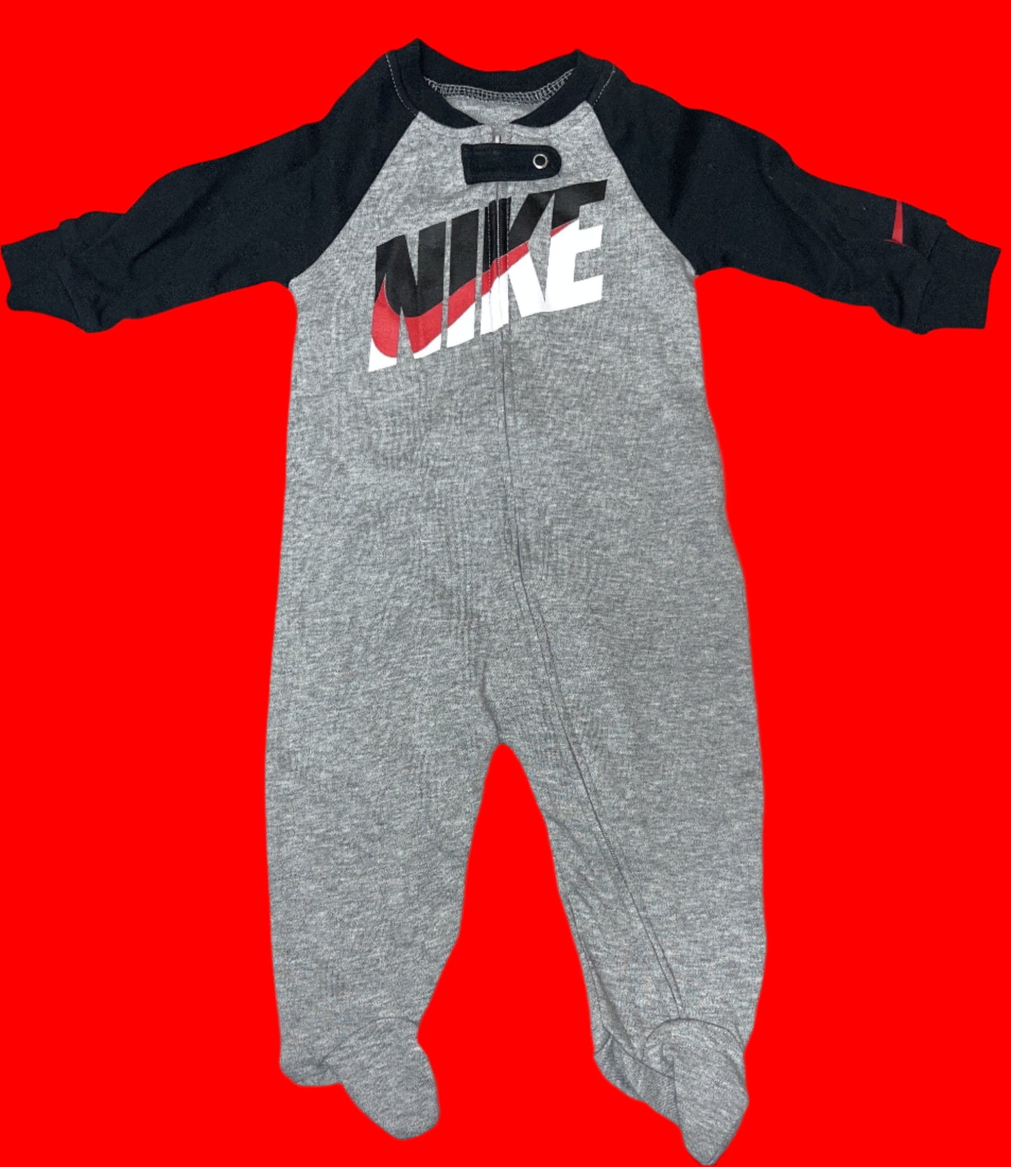 Nike Infant/Toddler Printed Footed Coverall (Dark Grey Heather, 3 Months) - NO TAG