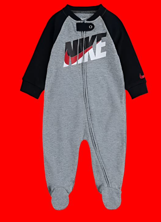 Nike Infant/Toddler Printed Footed Coverall (Dark Grey Heather, 3 Months) - NO TAG