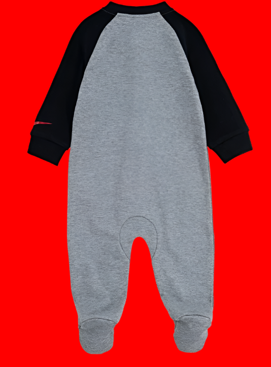 Nike Infant/Toddler Printed Footed Coverall (Dark Grey Heather, 3 Months) - NO TAG