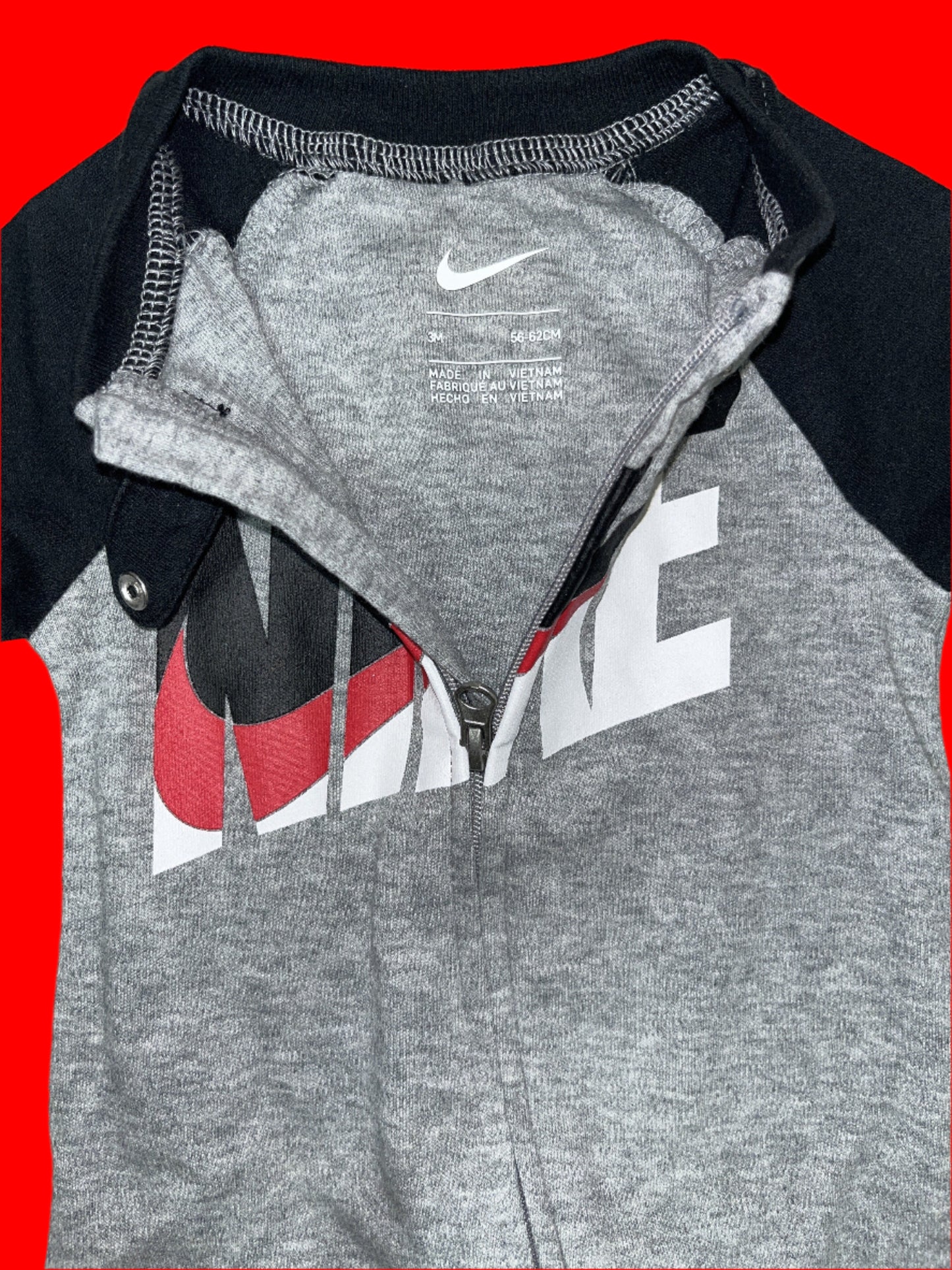 Nike Infant/Toddler Printed Footed Coverall (Dark Grey Heather, 3 Months) - NO TAG
