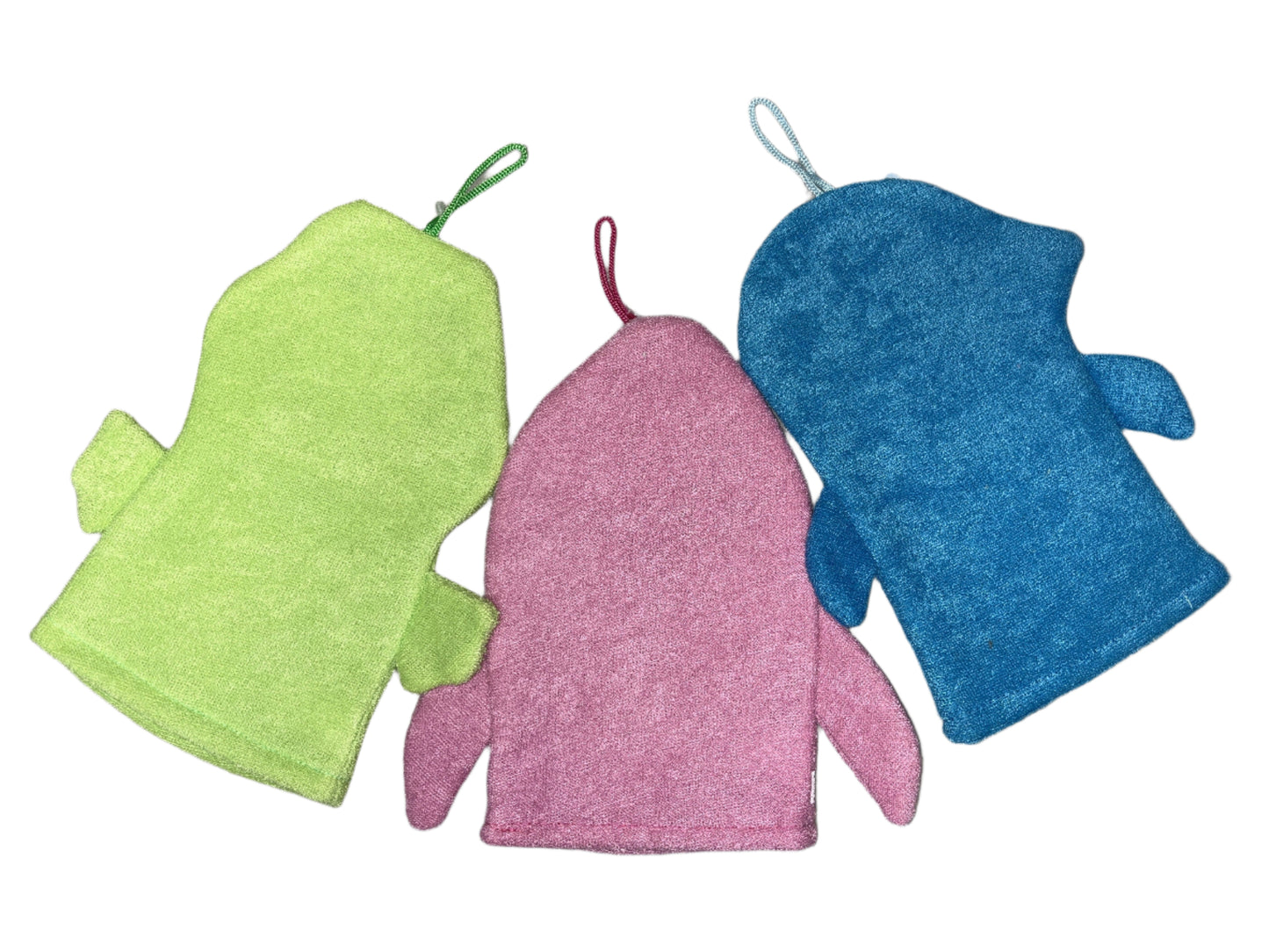 Bath Puppet Wash Mitt Mitten Kid Child Bathtime Bath Fun Terrycloth 8" - Set of 3