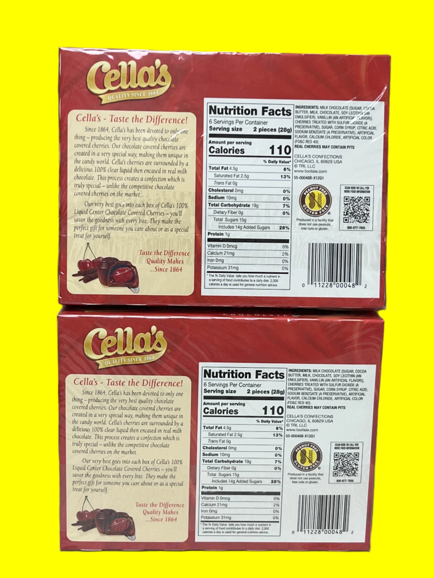 Cella's Milk Chocolate Foil Wrapped Cherries 12 Count(pack of 2 Boxes) 24 Total