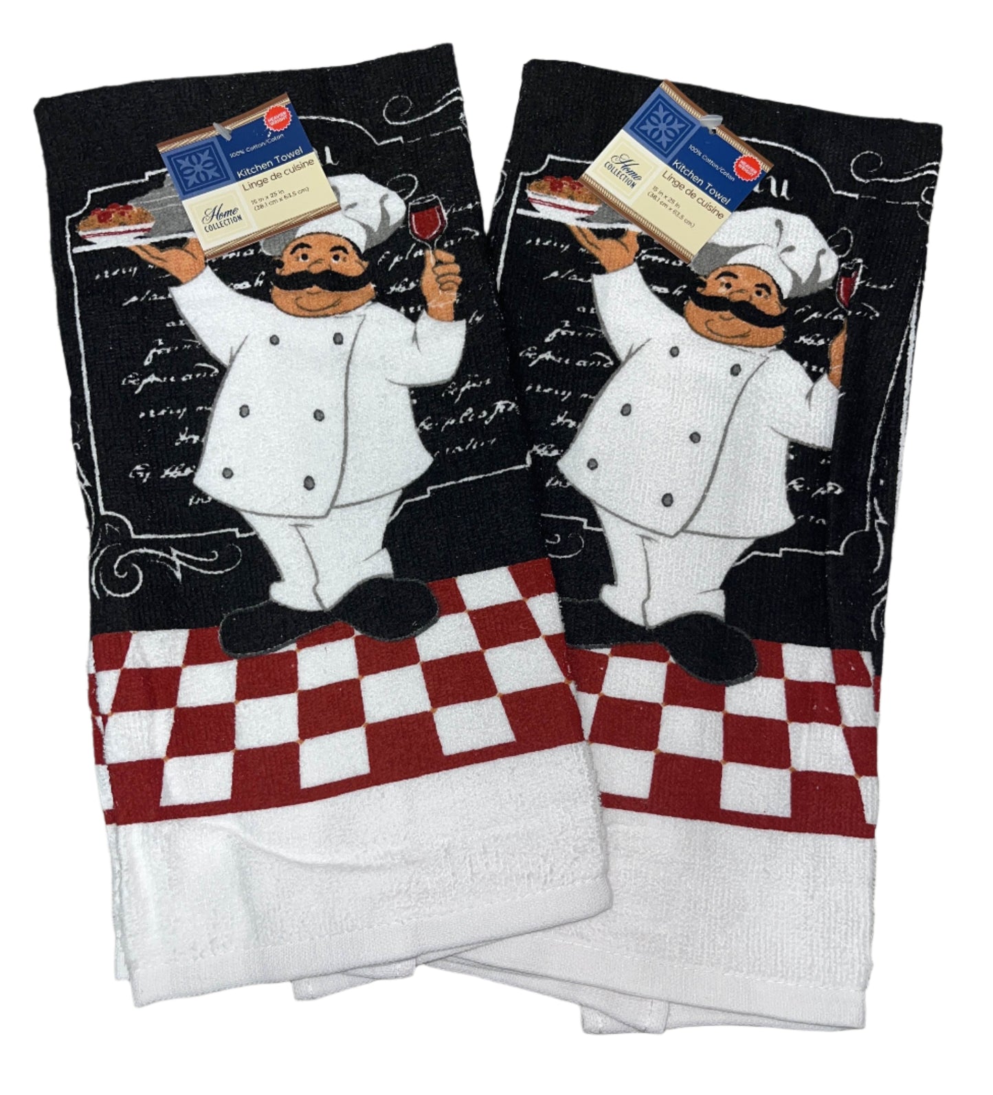 Italian Chef Themed Checkered Kitchen Linen Set, 5 piece
