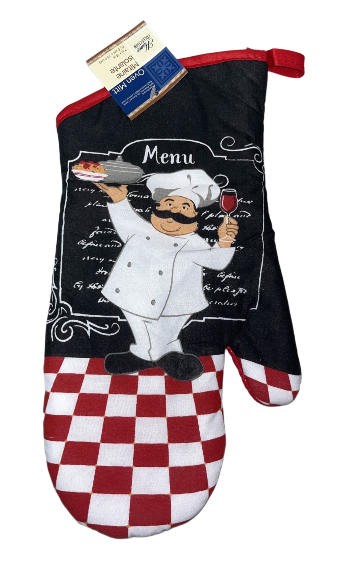 Italian Chef Themed Checkered Kitchen Linen Set, 5 piece