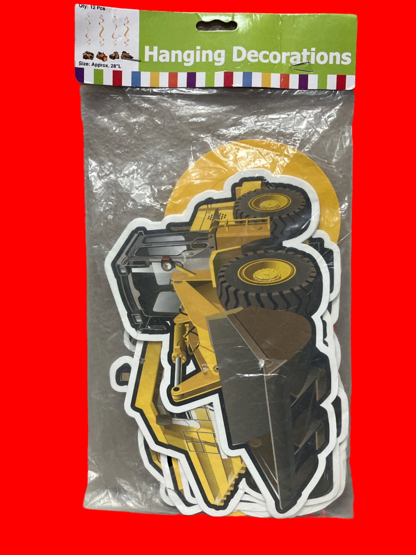 Construction Party Hanging Swirl Decorations - 12 ct