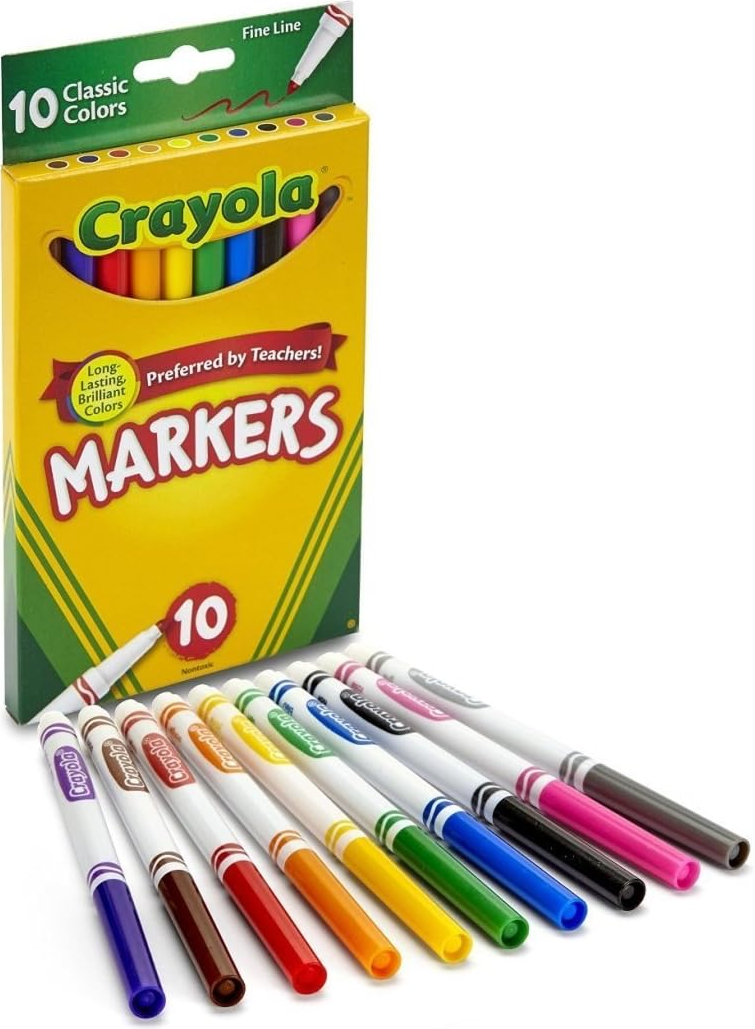 Crayola Classic Fine Line Markers Assorted Colors 10 Count (Pack Of 2)
