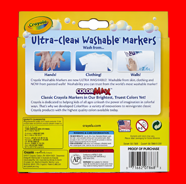 Crayola Ultra-Clean Washable Broad Line Markers; 20-count; Classic & Bold Colors