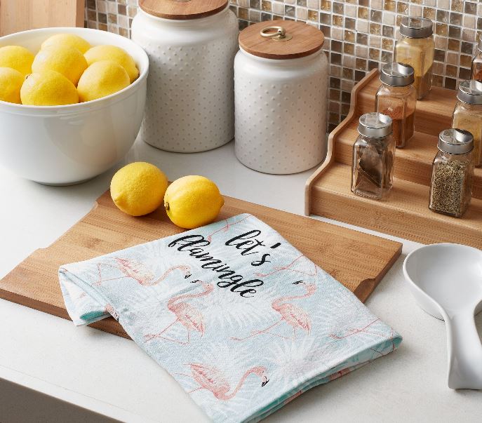 Flamingo Themed Kitchen Towel Set of 2, Let's Flamingle, Summer Decor