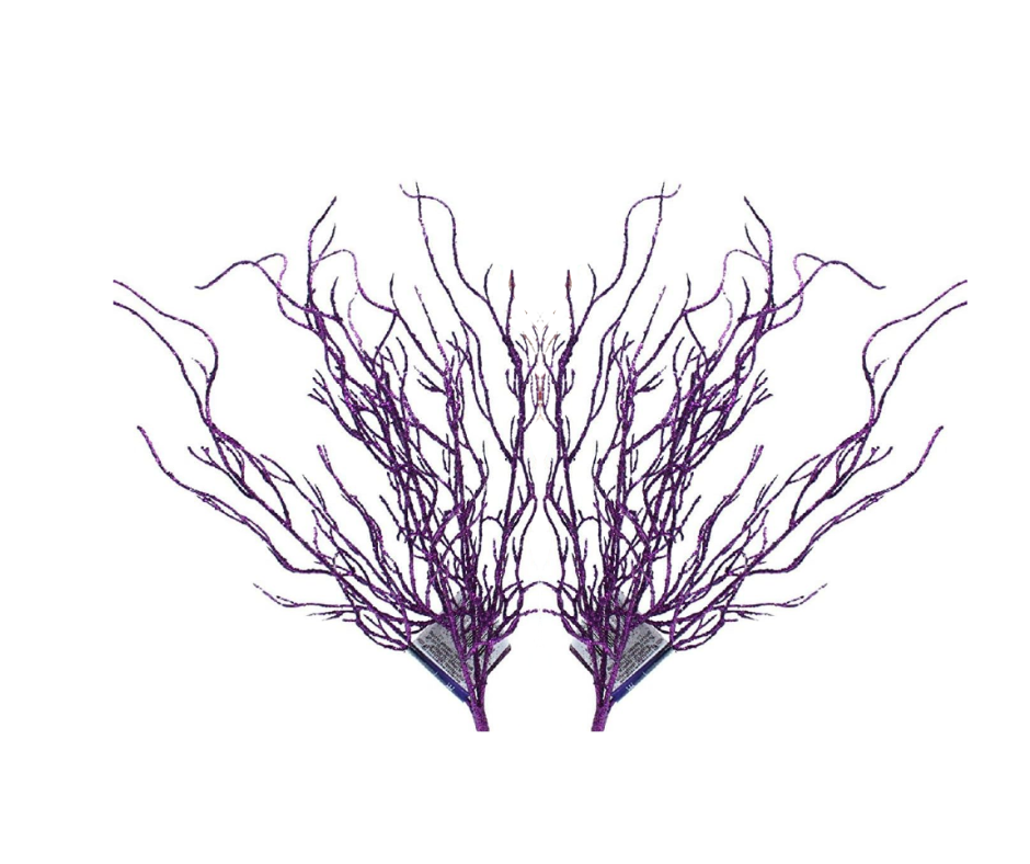 Glittery Decorative Willow Branches, Purple, 14 Inches, 2 Pack