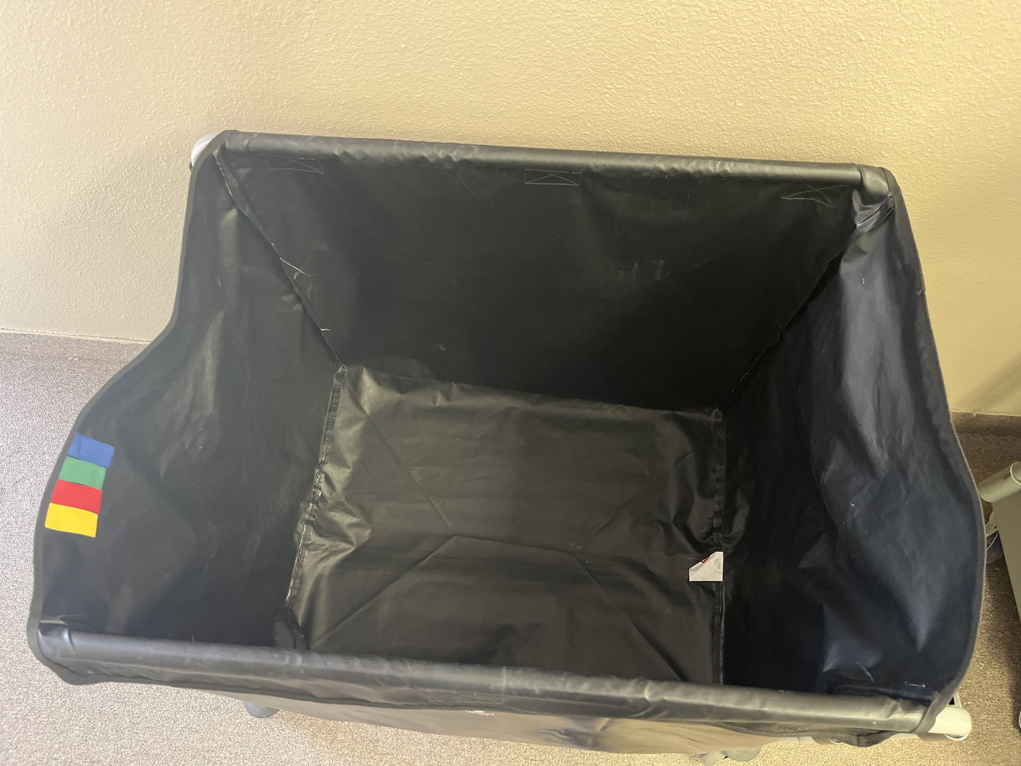 Collapsible X Cart, Black, Steel 8 Bushel Bin, Commercial Laundry Cart with Wheels