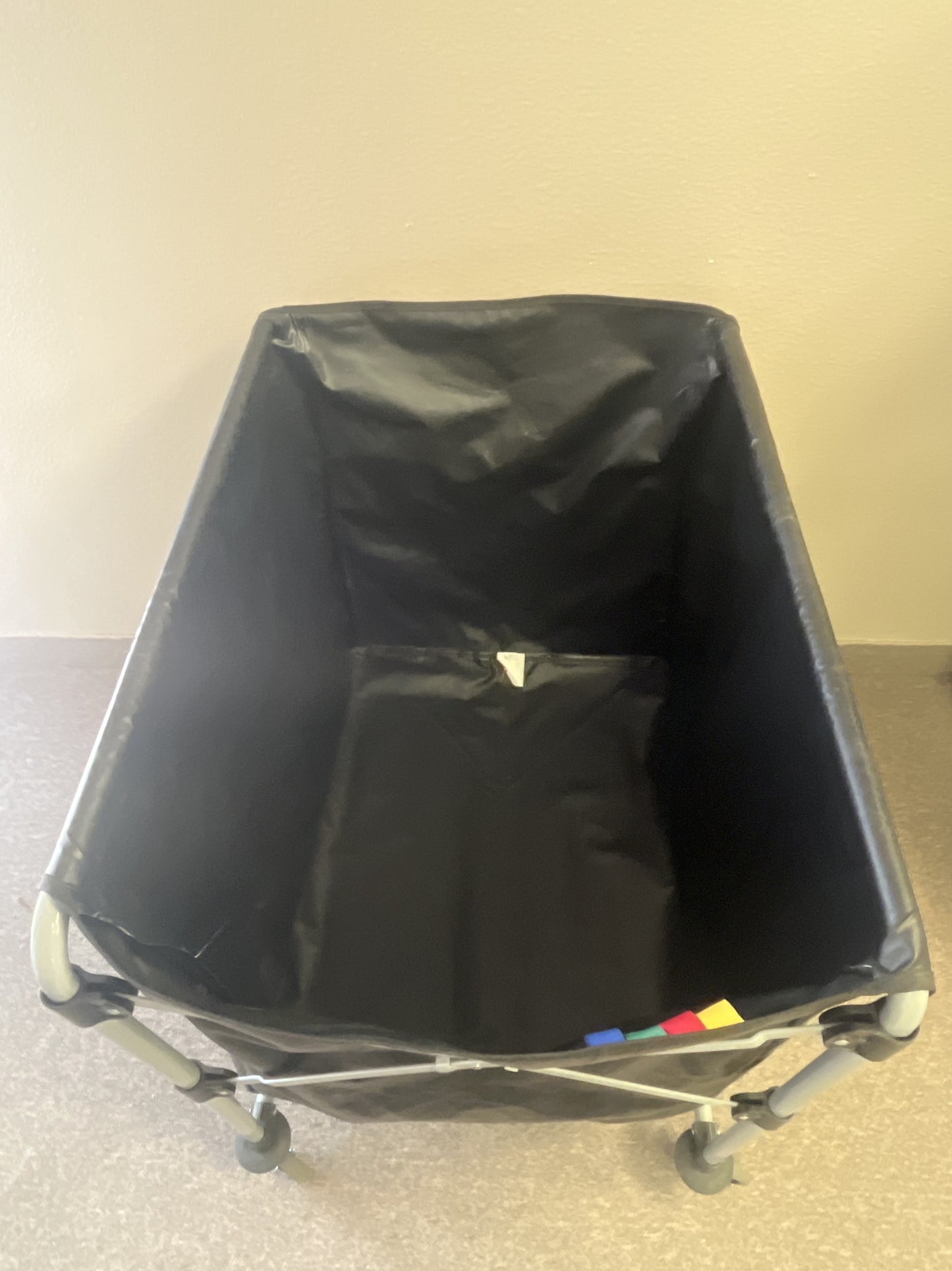 Collapsible X Cart, Black, Steel 8 Bushel Bin, Commercial Laundry Cart with Wheels