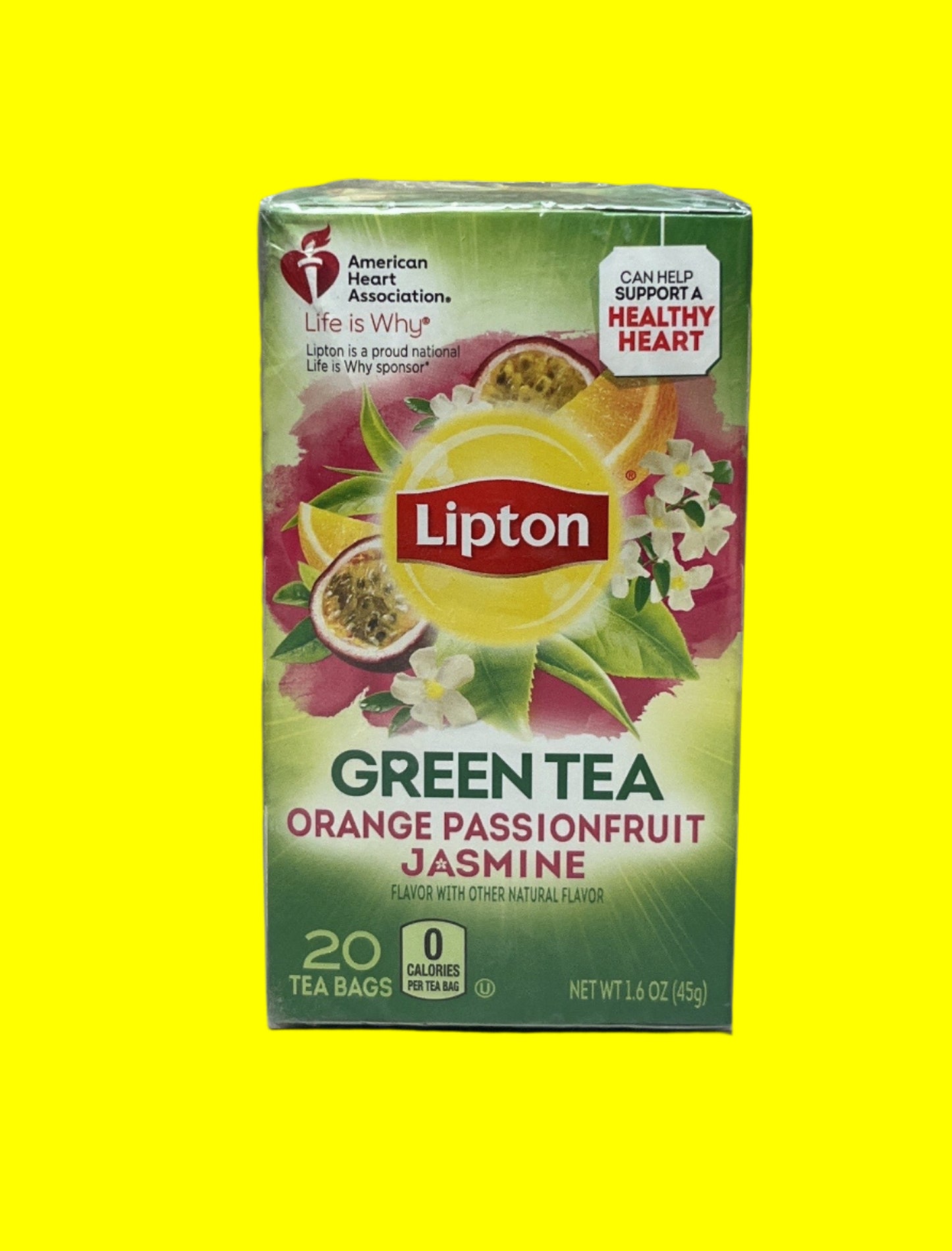 Lipton Green Tea Orange Passionfruit Jasmine 20 Tea Bags - BB: 1/15/2025