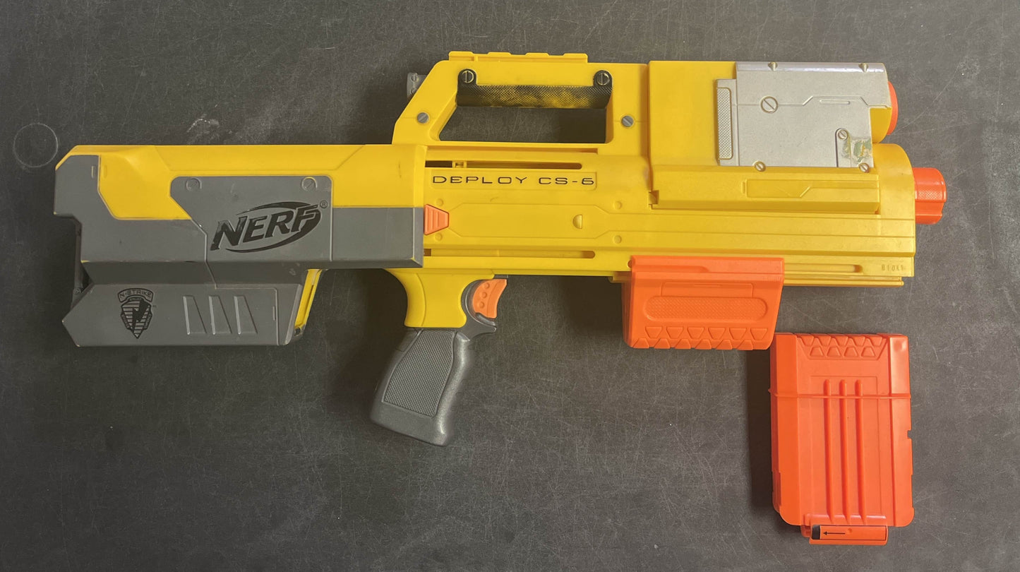 NERF N-Strike Deploy CS-6 Collapsible Blaster WORKING LIGHT 2009 + Clip