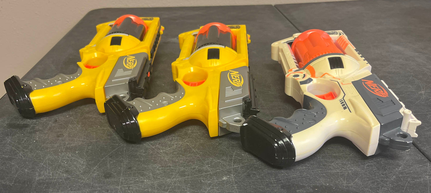 Nerf N-Strike Maverick REV-6 Revolver, Lot of 3, 2 Yellow, 1 White Guns