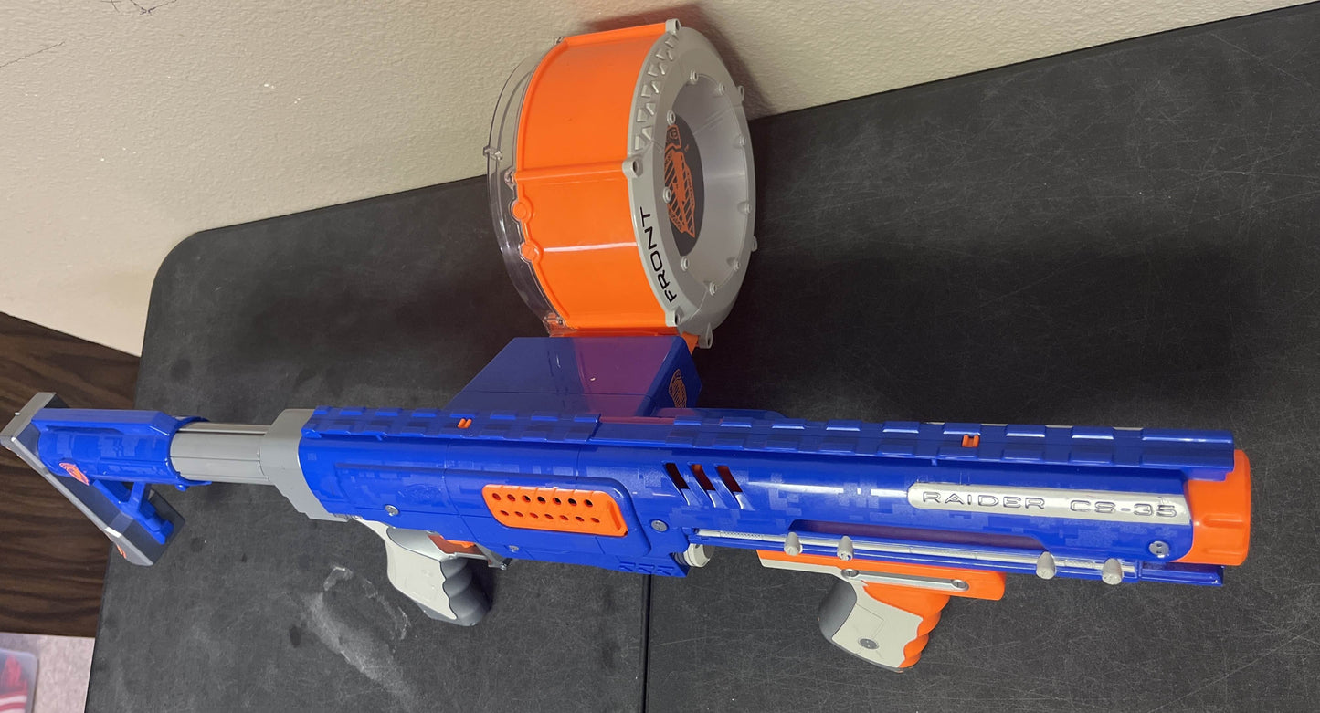 NERF N-Strike Elite Raider CS-35 Dart Gun Blaster Toy w/ Drum and Stock