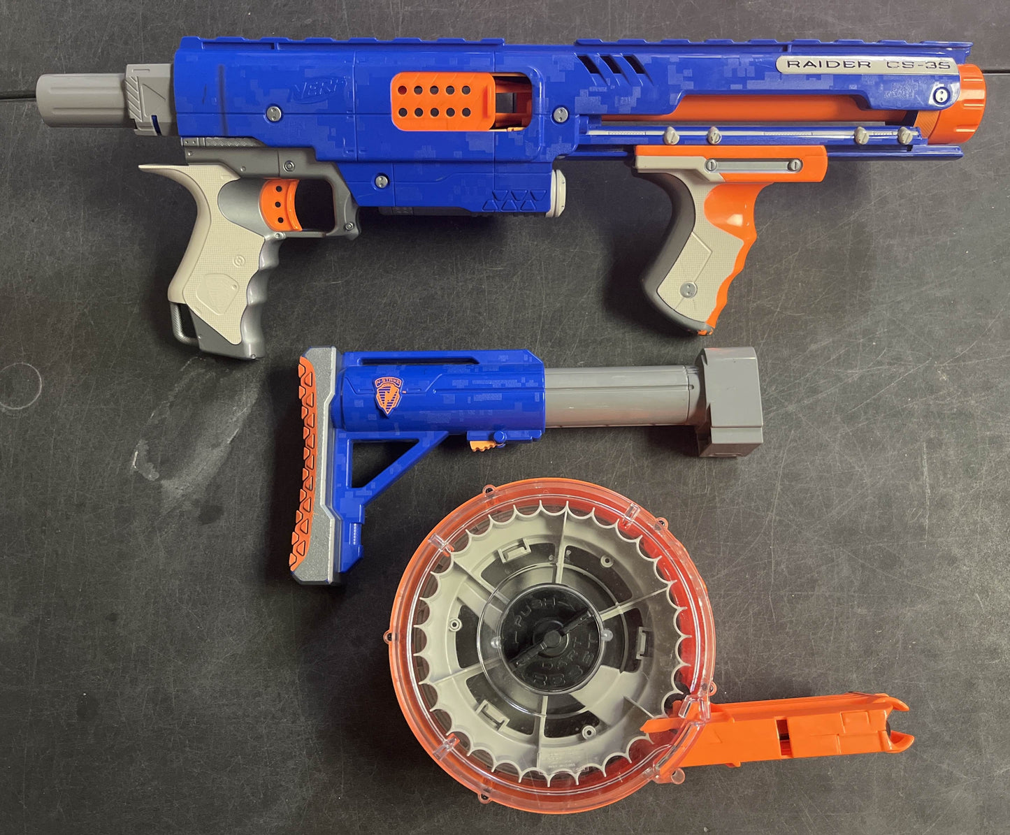 NERF N-Strike Elite Raider CS-35 Dart Gun Blaster Toy w/ Drum and Stock