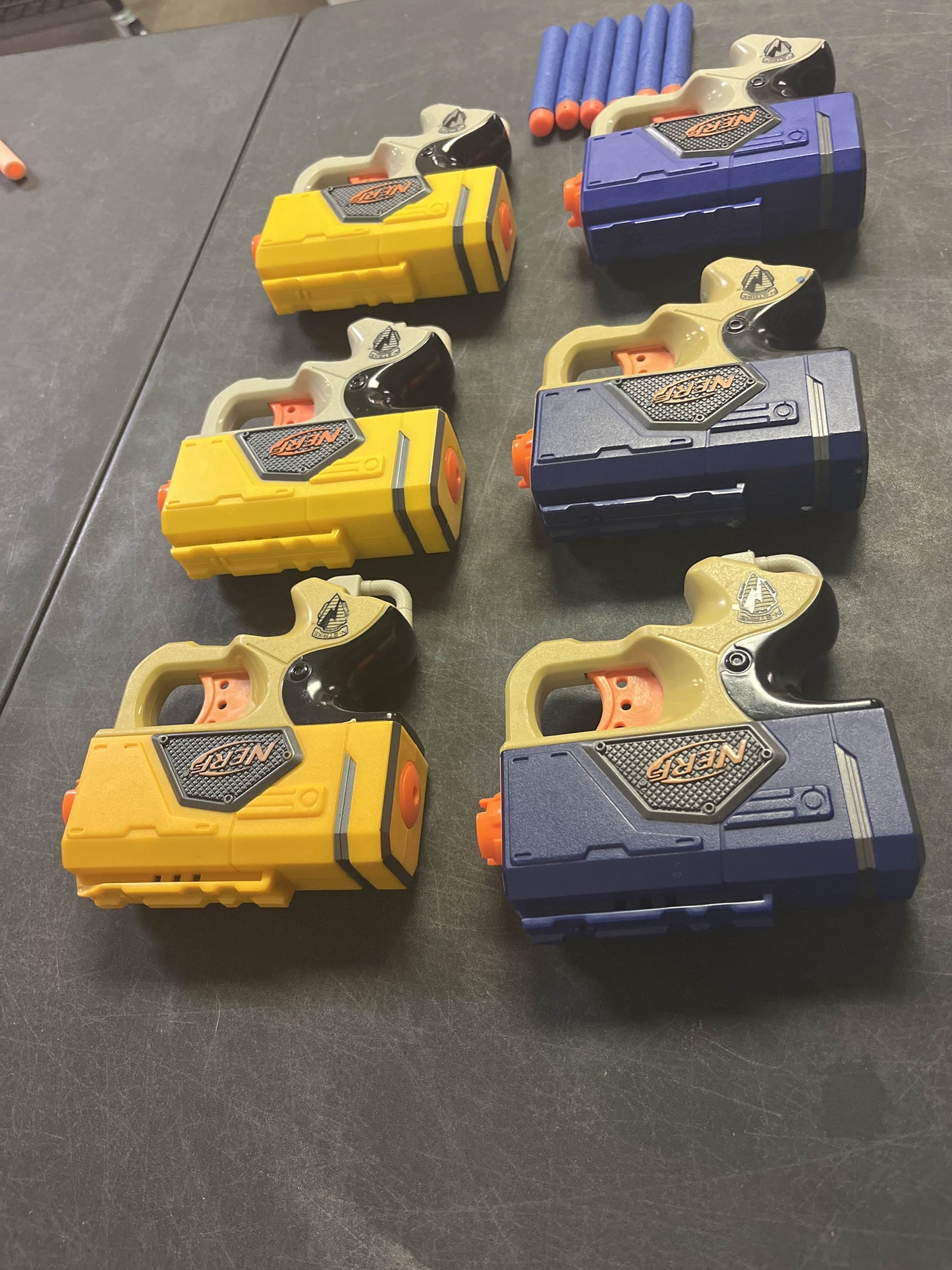 Nerf Reflex IX-1, Lot of 6, Dart Guns N Strike Blue & Yellow Single Fire Blaster