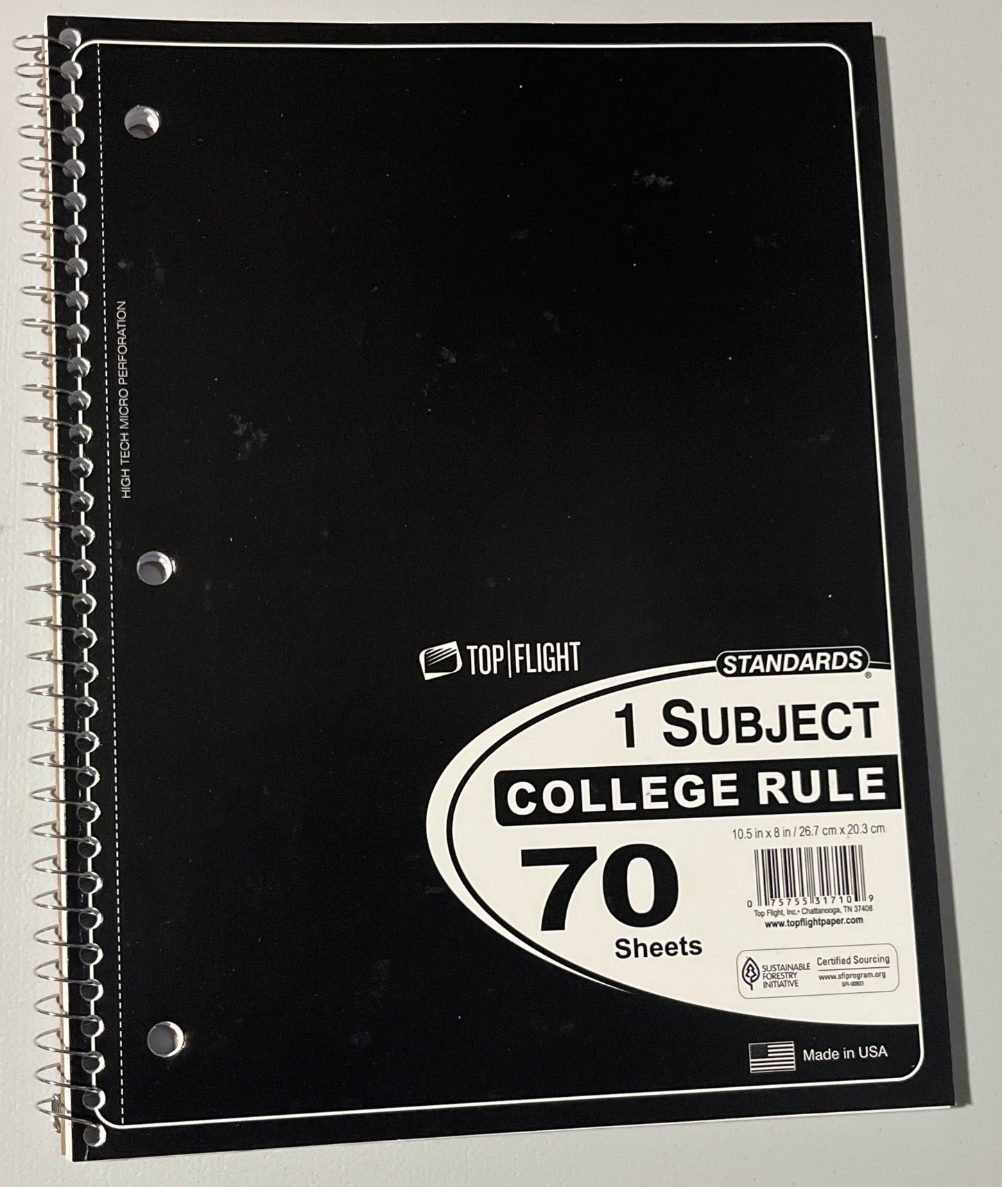 Top Flight Wire Bound 1-Subject Notebook College Rule - Choose Your Color