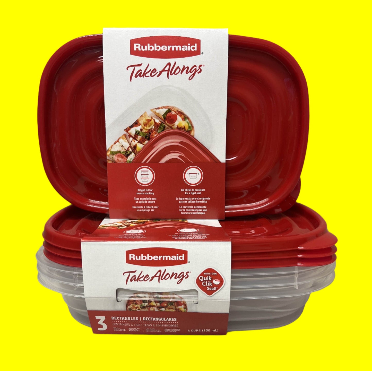 Rubbermaid Take Alongs 4-cup Rectangle Containers, 2-Pack of 3