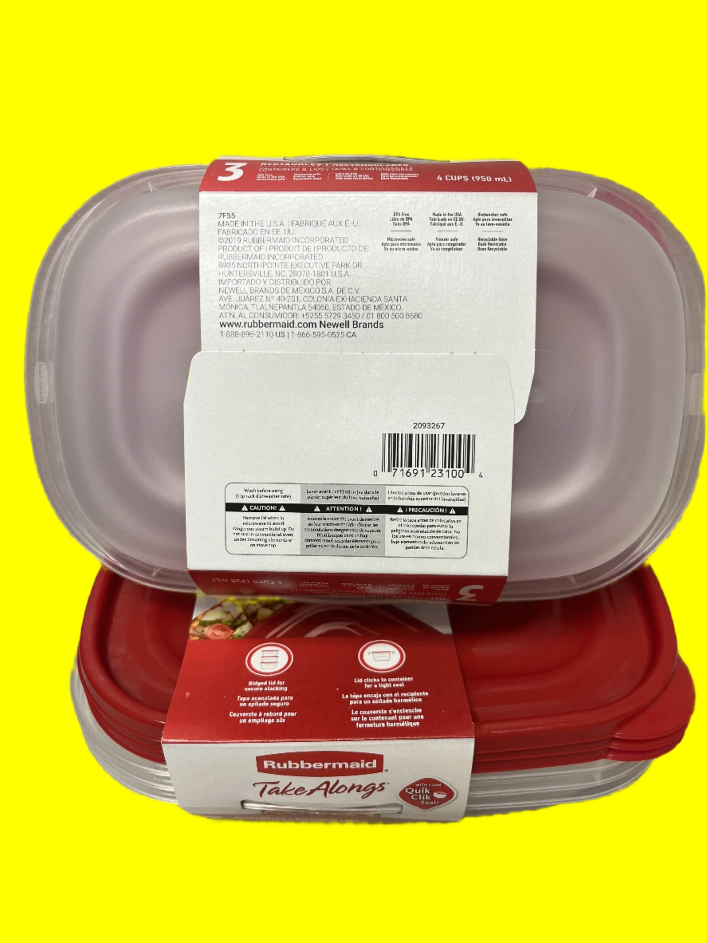 Rubbermaid Take Alongs 4-cup Rectangle Containers, 2-Pack of 3