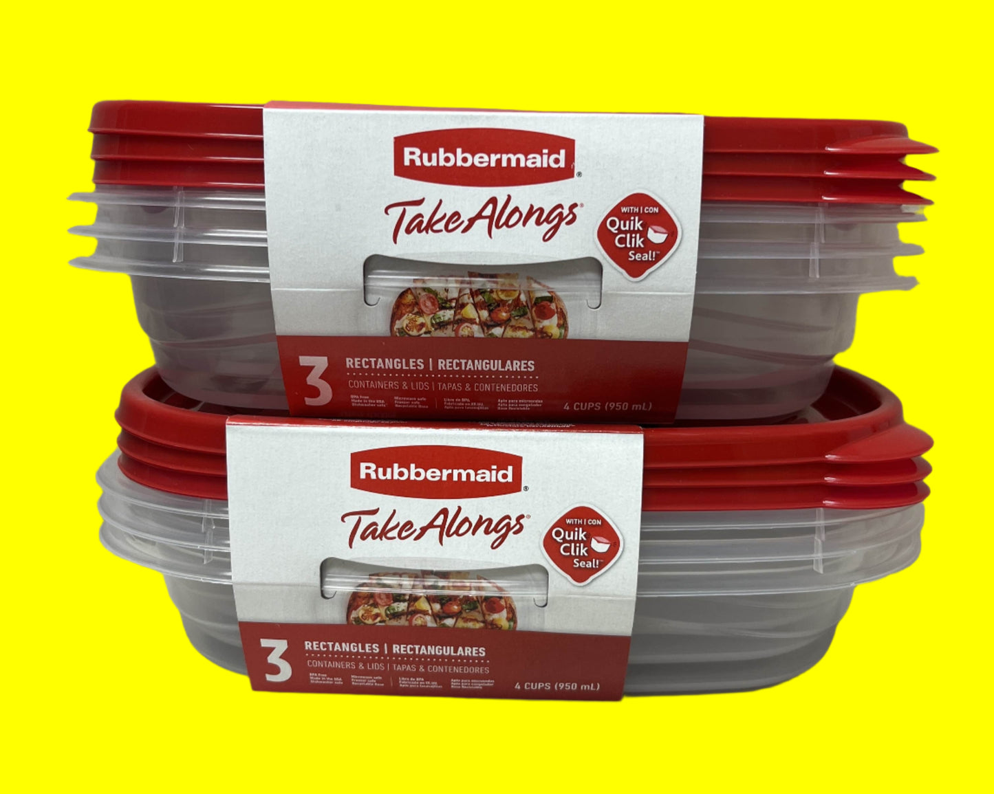Rubbermaid Take Alongs 4-cup Rectangle Containers, 2-Pack of 3