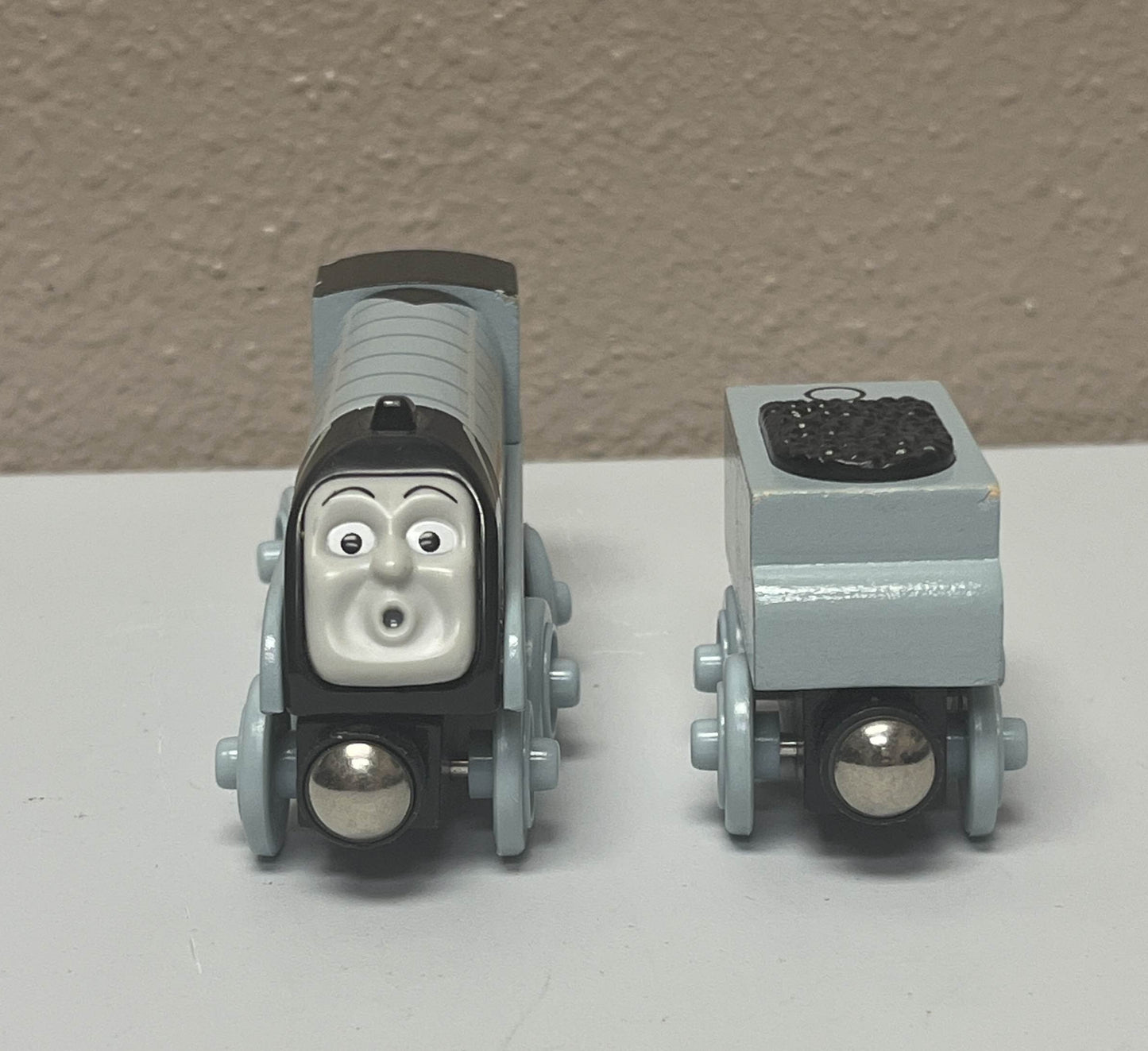 Thomas & Friends Wooden Train - Surprised Face Spencer + Spencer's Tender