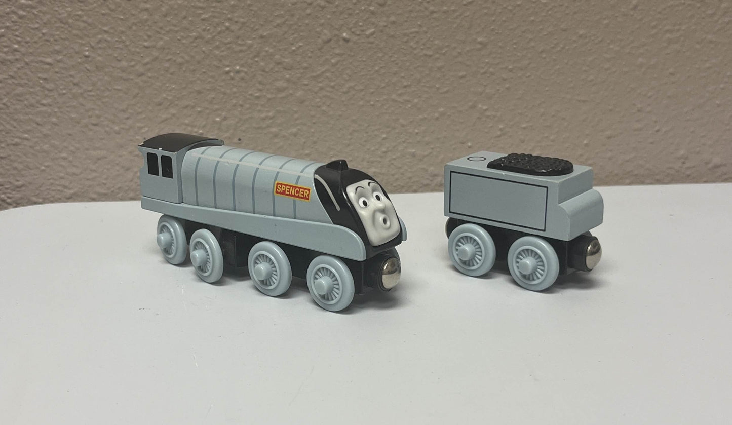 Thomas & Friends Wooden Train - Surprised Face Spencer + Spencer's Tender