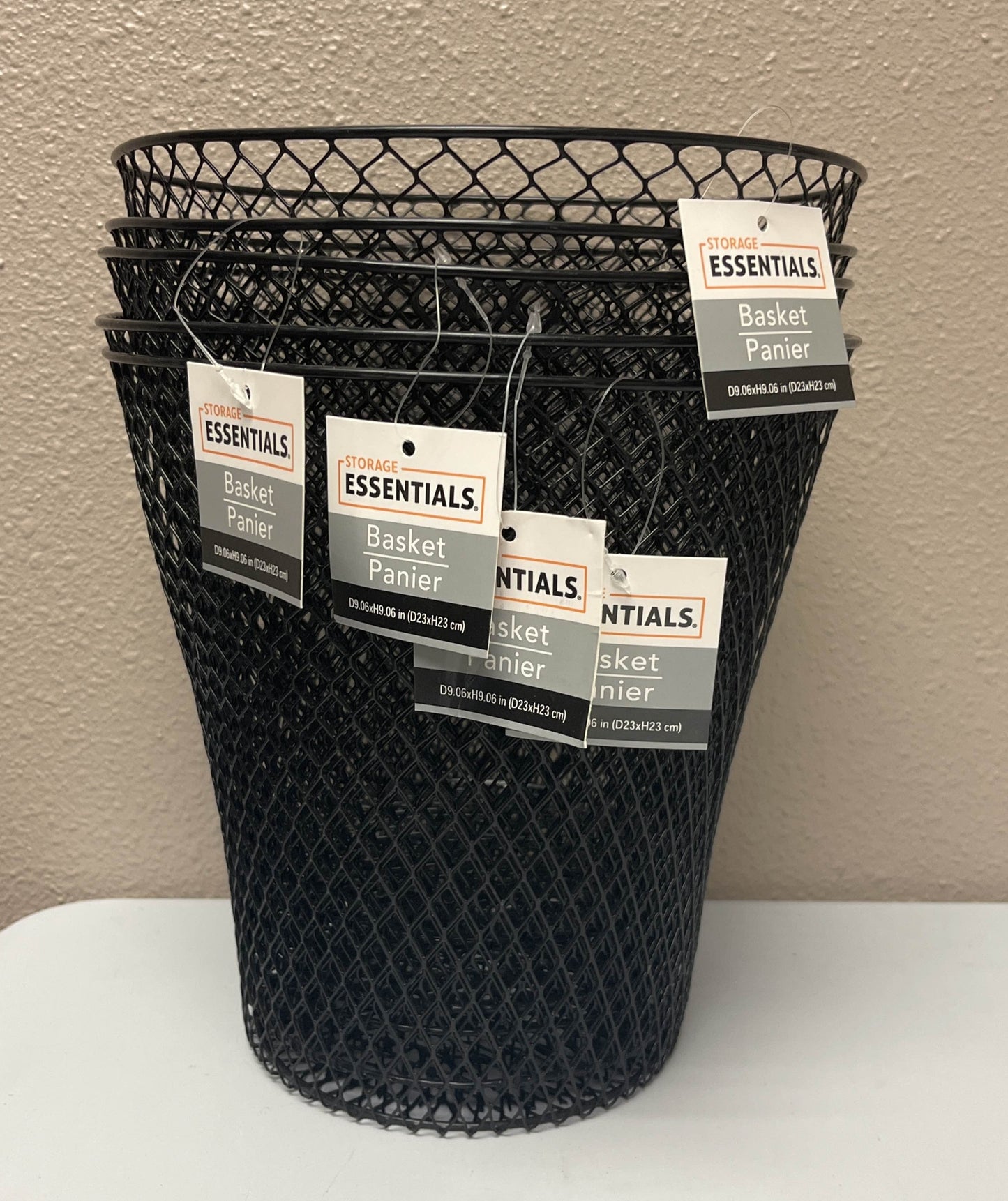 Wire Mesh Round Waste Basket, 9in Lightweight Trash Can - 5 Pack