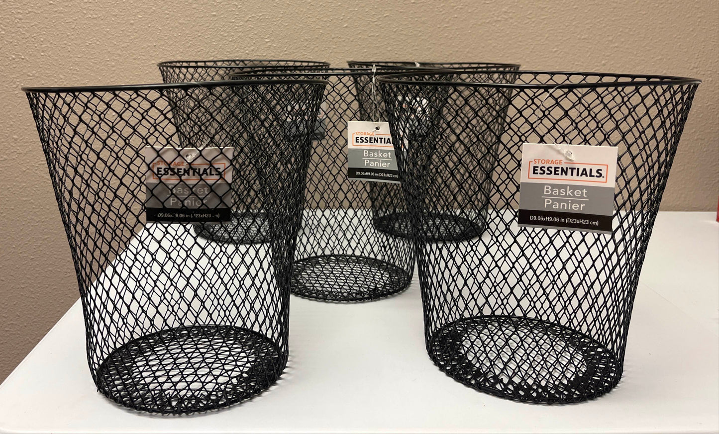 Wire Mesh Round Waste Basket, 9in Lightweight Trash Can - 5 Pack