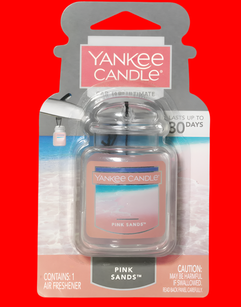 Yankee Candle Car Jar Ultimate Pink Sands Scent, Hanging Car Air Freshener, 1 Count