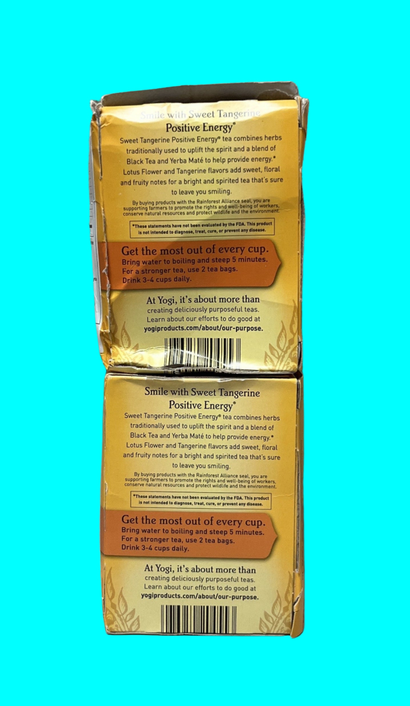 Yogi Positive Energy Herbal Tea Sweet Tangerine 16 Ct - 2 Pack - BOX DAMAGE