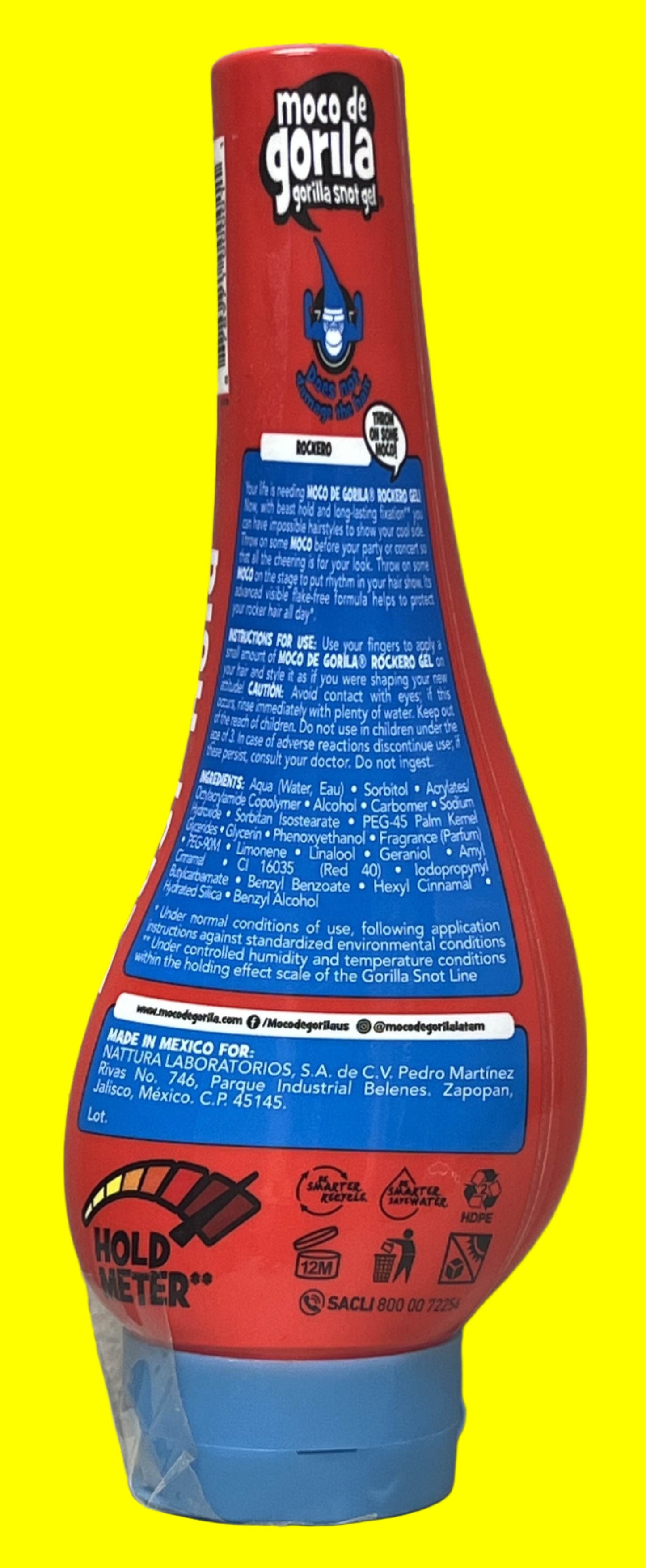 Moco Gorila Hair Styling Gel Rockero Unisex for Long Lasting Hold, 11.9 oz Squeeze Bottle