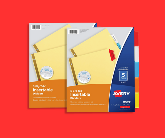 Avery Big Tab Insertable Dividers, 5-Tab Set (11109) - 2 Pack