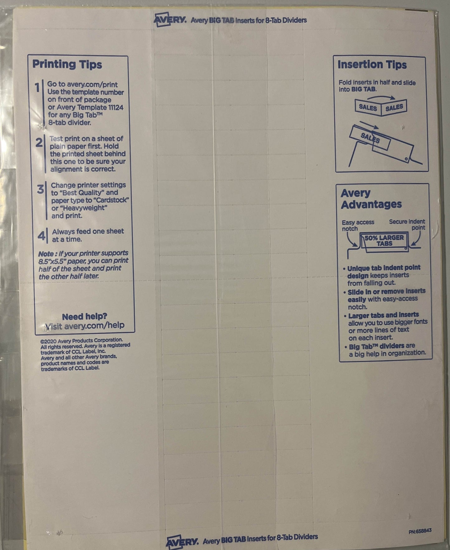 Avery Insertable Big Tab Dividers 8-Tab Letter 11112 Clear - 1 Pack