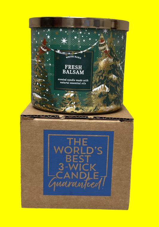 Bath & Body Works, Fresh Balsam, 3-Wick Candle w/Essential Oils - 14.5 oz