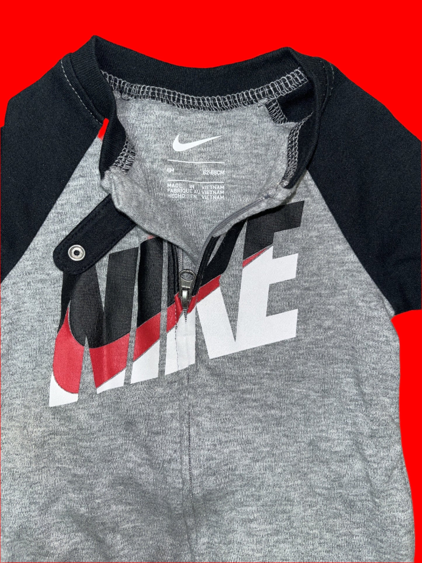 Nike Infant/Toddler Printed Footed Coverall (Dark Grey Heather, 6 Months) - NO TAG