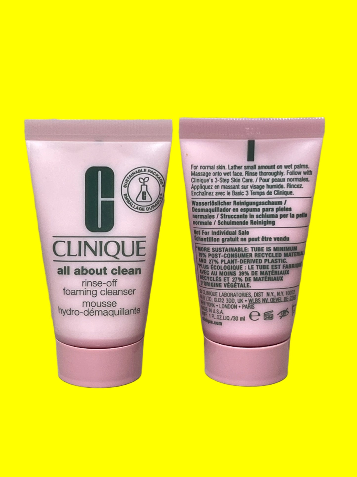 Clinique All About Clean Rinse-Off Foaming Cleanser - 1 oz / 30 mil - Set of 2