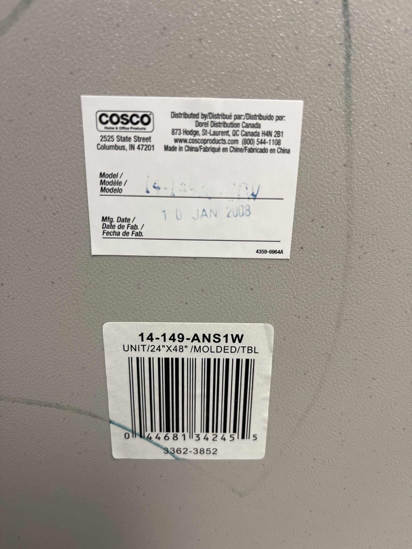 Cosco 24" x 48" Molded Table Folding Legs - Pre-Owned