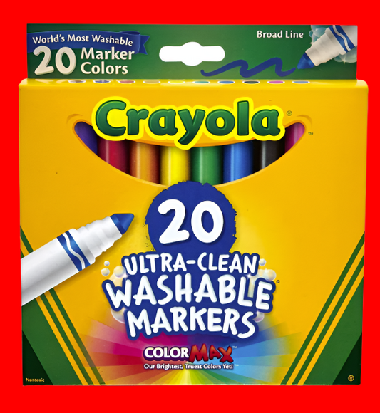 Crayola Ultra-Clean Washable Broad Line Markers; 20-count; Classic & Bold Colors