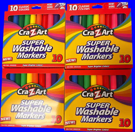 Cra-Z-Art Classic Colors 4 Pack Broadline Washable Markers 10 Count Each