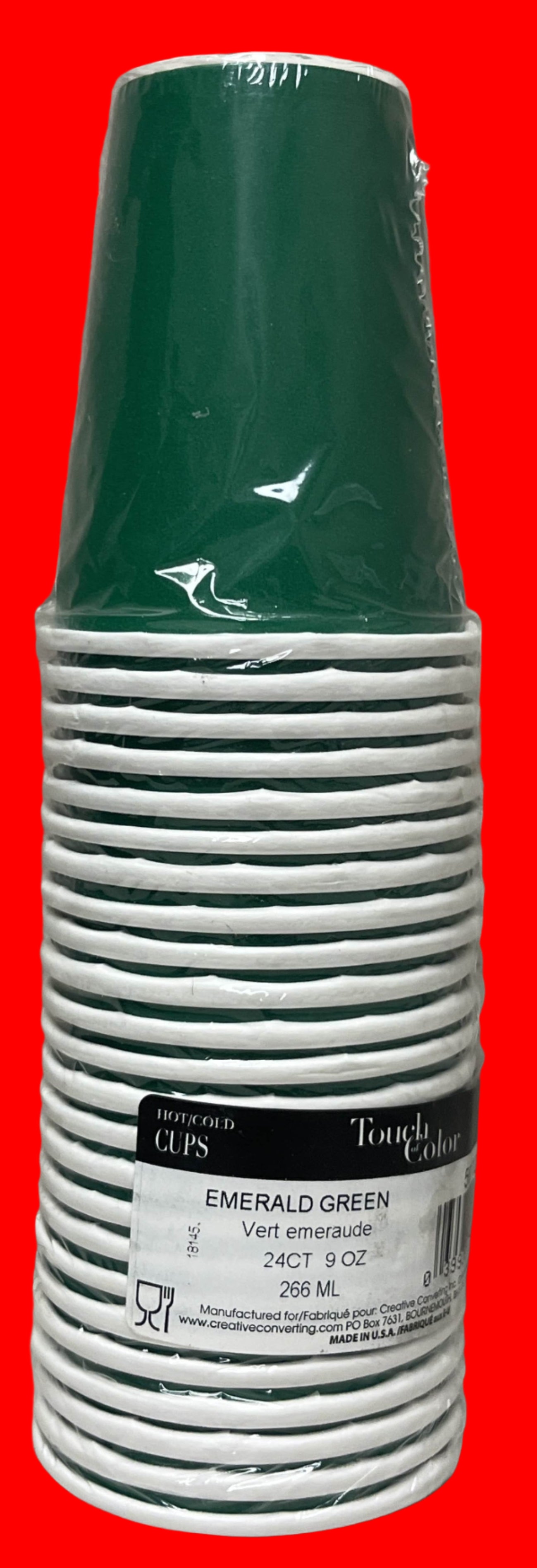 Disposable Paper Cups, Emerald Green, 24CT, 9OZ