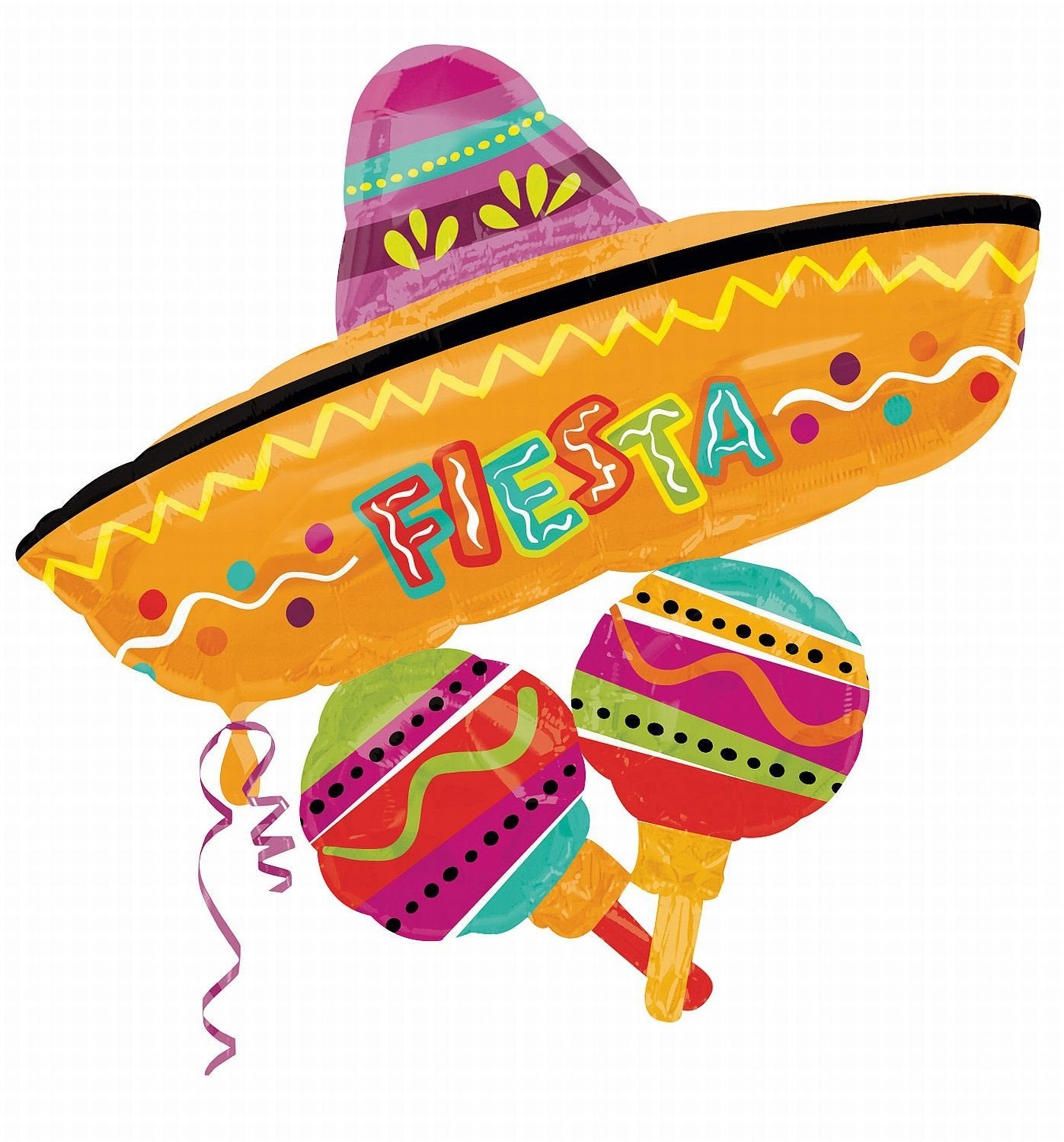 Cinco De Mayo Fiesta Party Supplies - Serves 16 - Includes Plates, Napkins, Cups, Spoons, Tablecloth and Fiesta Balloon