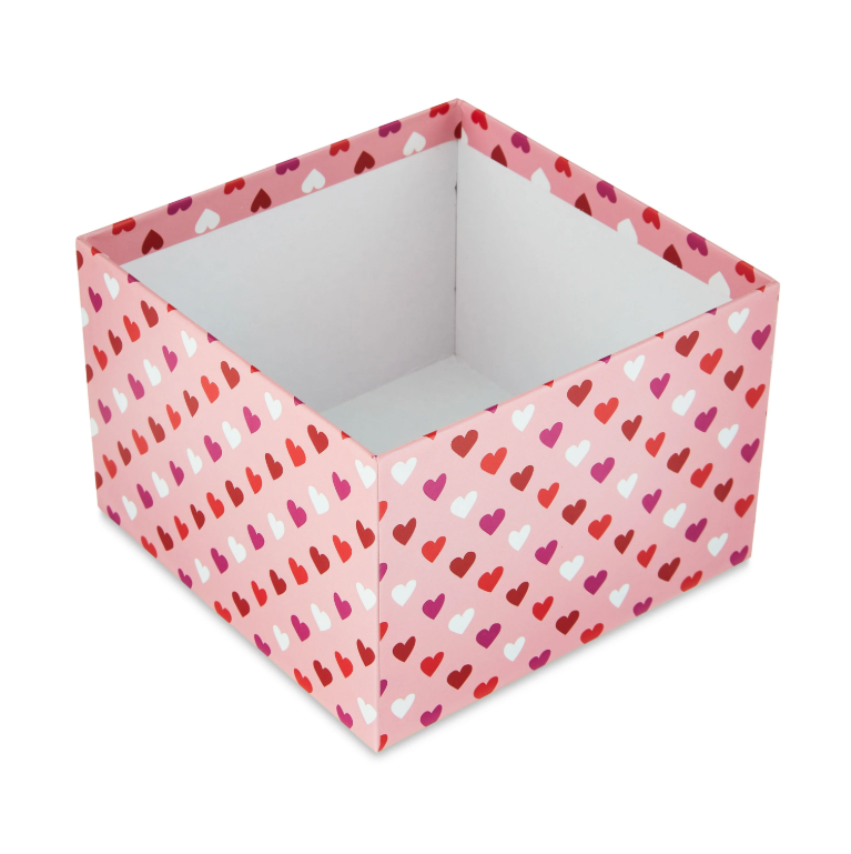 Large Pink and Red Confetti Gift Box with Lid – Perfect for Mother's Day, Weddings, and Valentine's Day – 6.25x6.25x4.25 IN