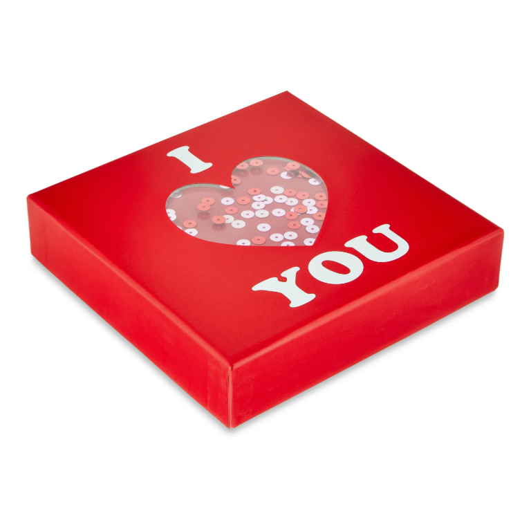 Large Pink and Red Confetti Gift Box with Lid – Perfect for Mother's Day, Weddings, and Valentine's Day – 6.25x6.25x4.25 IN