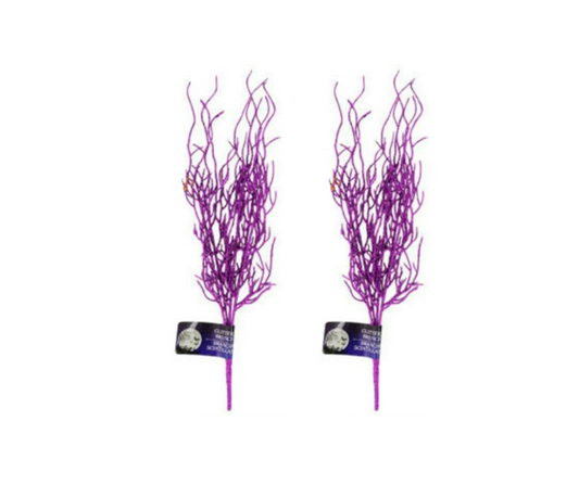 Glittery Decorative Willow Branches, Purple, 14 Inches, 2 Pack