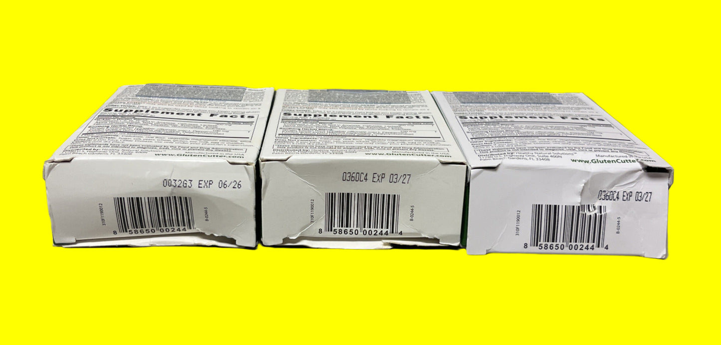 Gluten Cutter Enzyme Formula 30 Servings, Capsules (Pack of 3) Box Damage