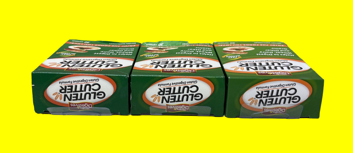 Gluten Cutter Enzyme Formula 30 Servings, Capsules (Pack of 3) Box Damage