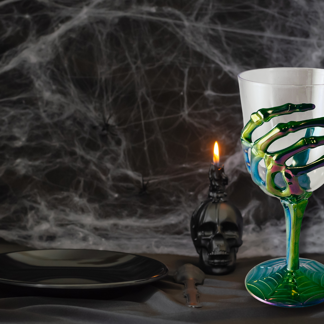 Haunting Iridescent Spooky Skeleton Hand Plastic Goblet